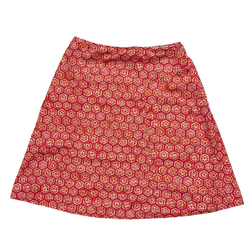 Live a Little Pink Orange Floral Print A-Line Skirt Womens Sz 6P Cotton Blend‎